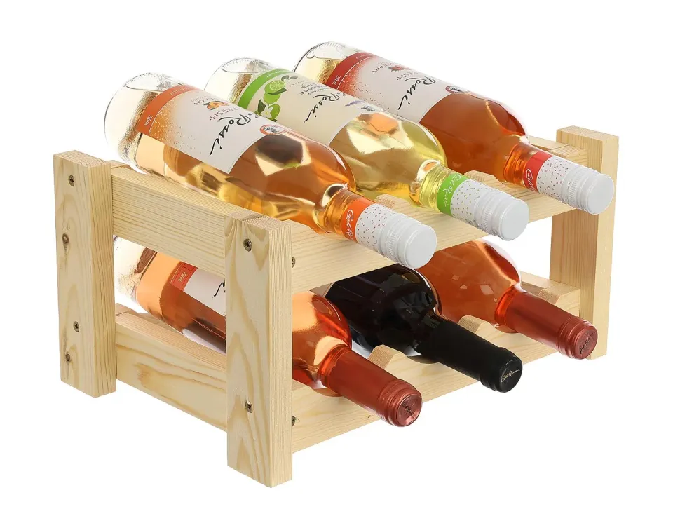 GoodFreshDecor Weinregal Holz für 6 Flaschen 34x24x17,5 cm Kiefer
