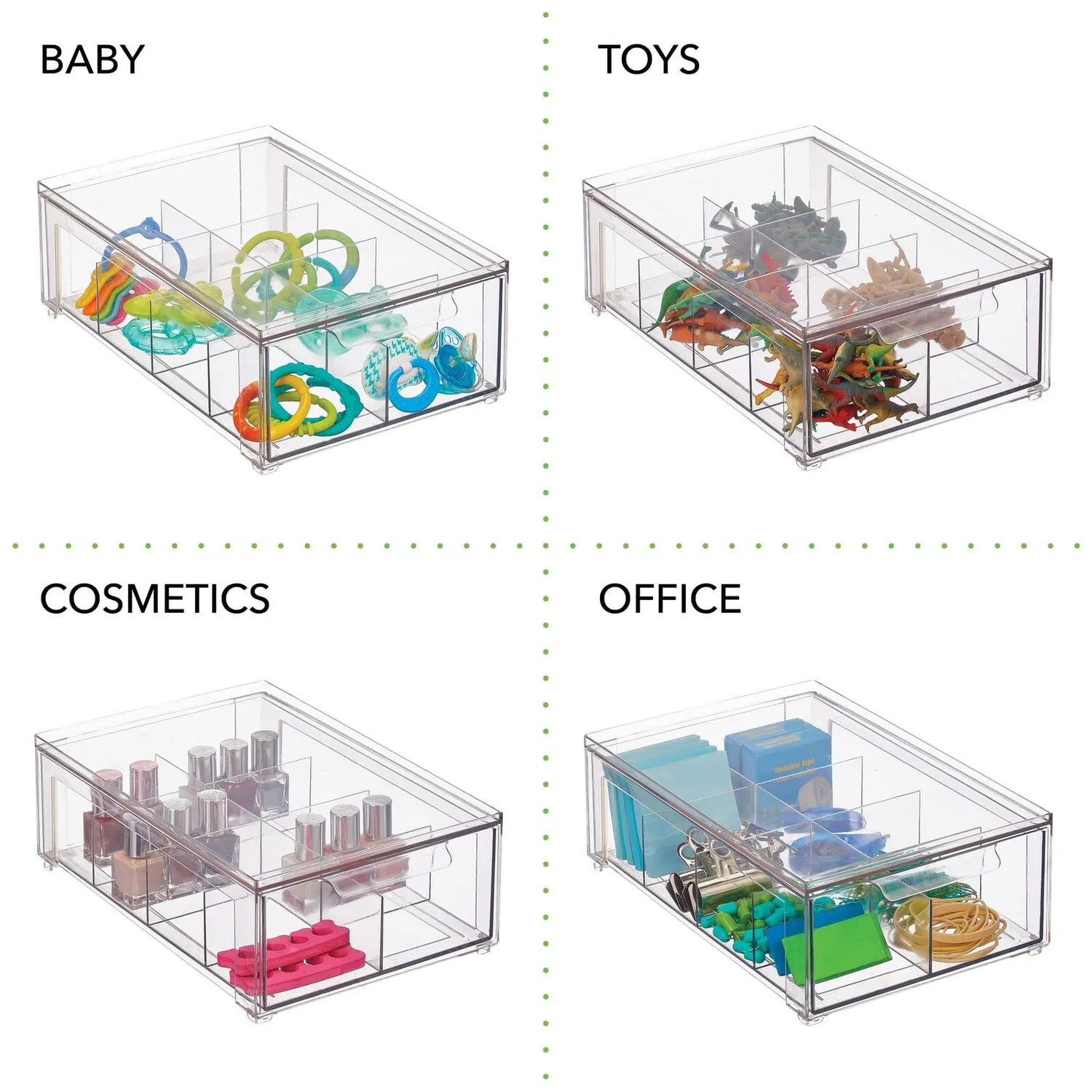 mDesign Schubladenbox Kunststoff Küchenbox 2er-Set transparent