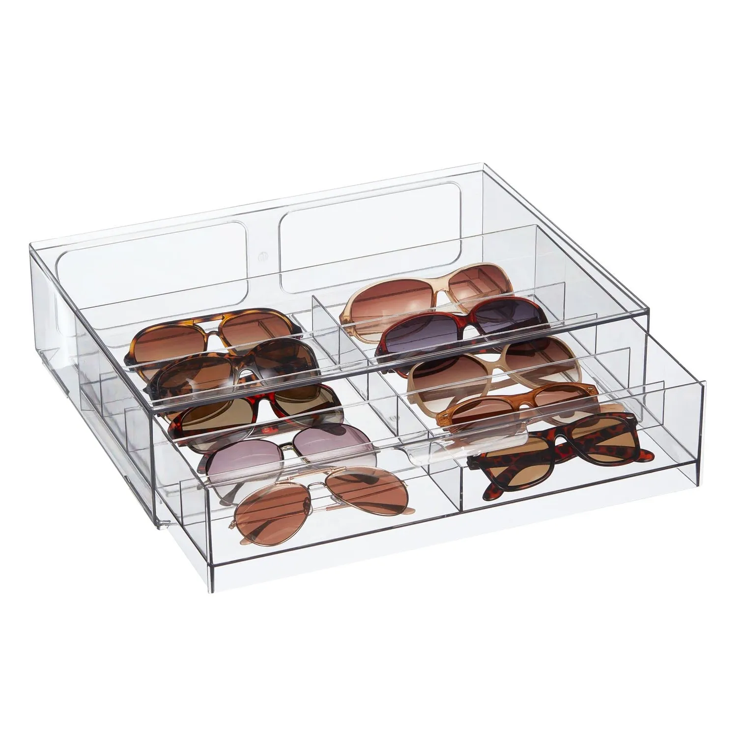 mDesign Brillenaufbewahrung 2 Schubladen weiß transparent