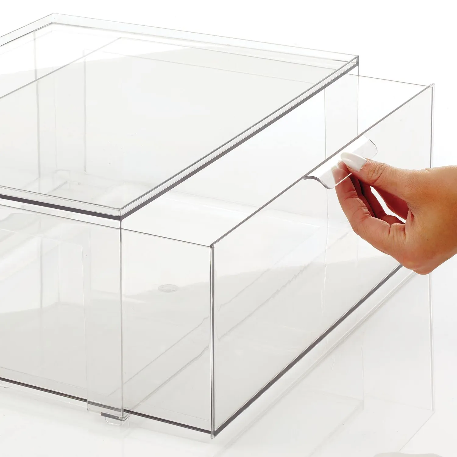 mDesign Schuhbox Kunststoff Stapelbox 40,6 cm 2er-Set transparent