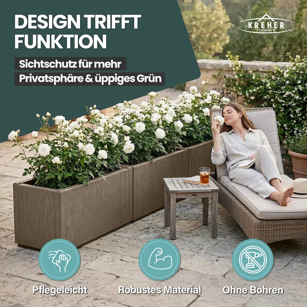 Kreher Ethica XL Pflanzkasten 80 L Taupe frostsicher