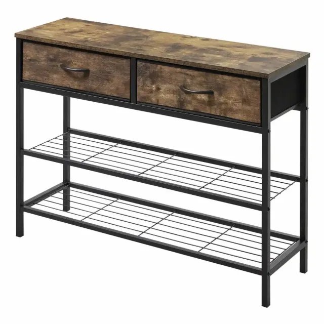 Lifewit Konsolentisch schmal 2 Schubladen Rustic Brown
