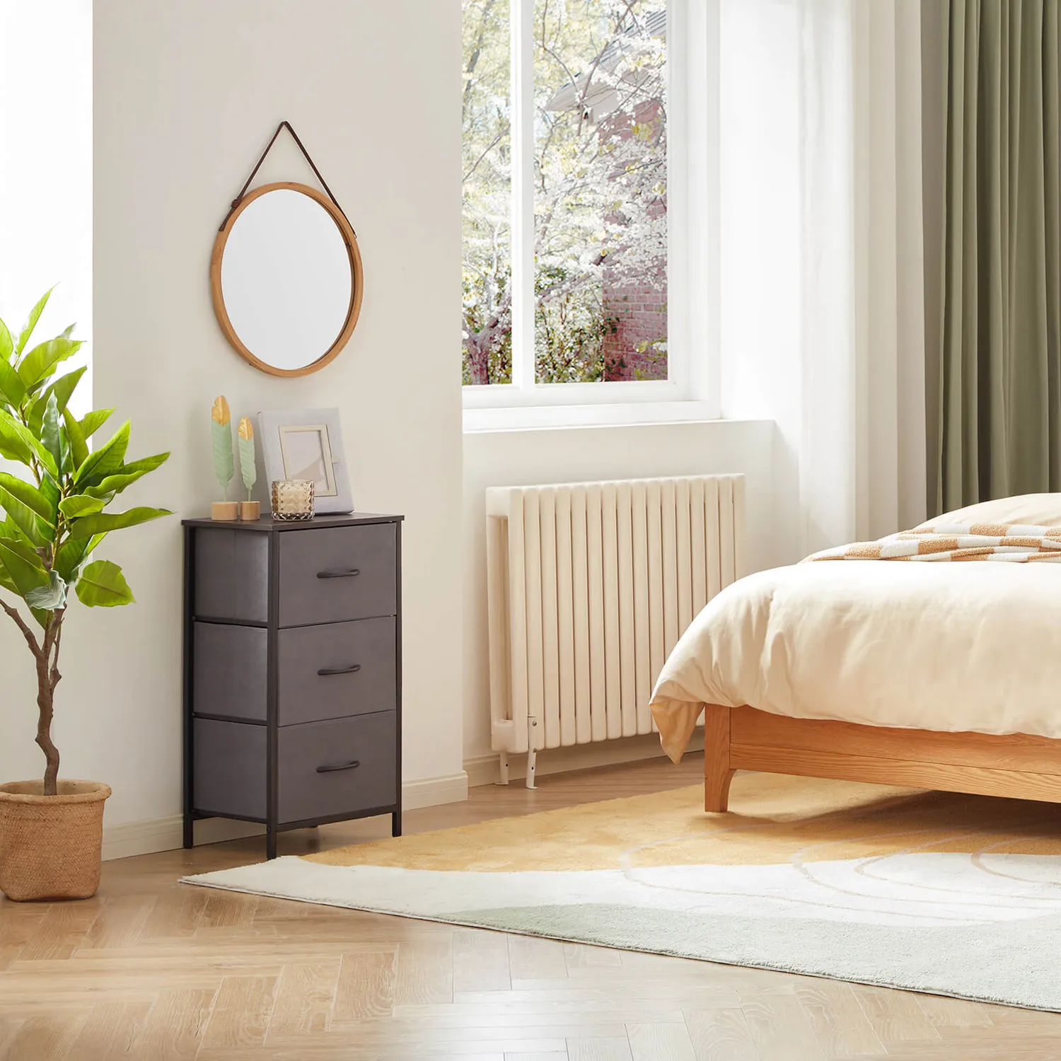 Lifewit Small Dresser 3-Schubladen Kommode Dunkelgrau Stoff