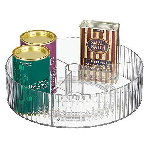 mDesign Küchenrondell Drehteller 3 Fächer transparent
