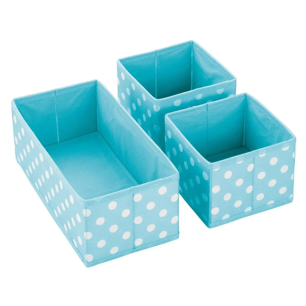 mDesign Aufbewahrungsbox Stoff 6er-Set türkis mit Punkten