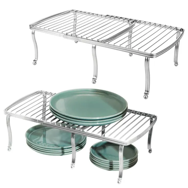 mDesign Küchenregal Metall 2er Set silber erweiterbar