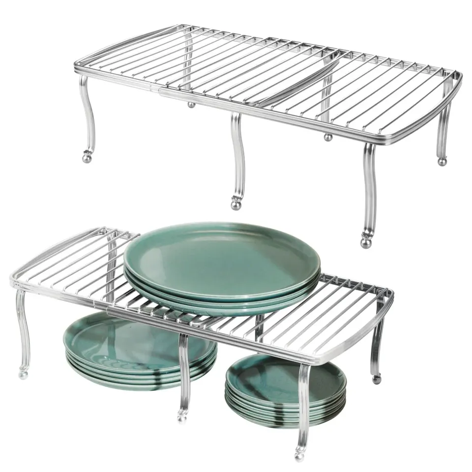 mDesign Küchenregal Metall 2er Set silber erweiterbar