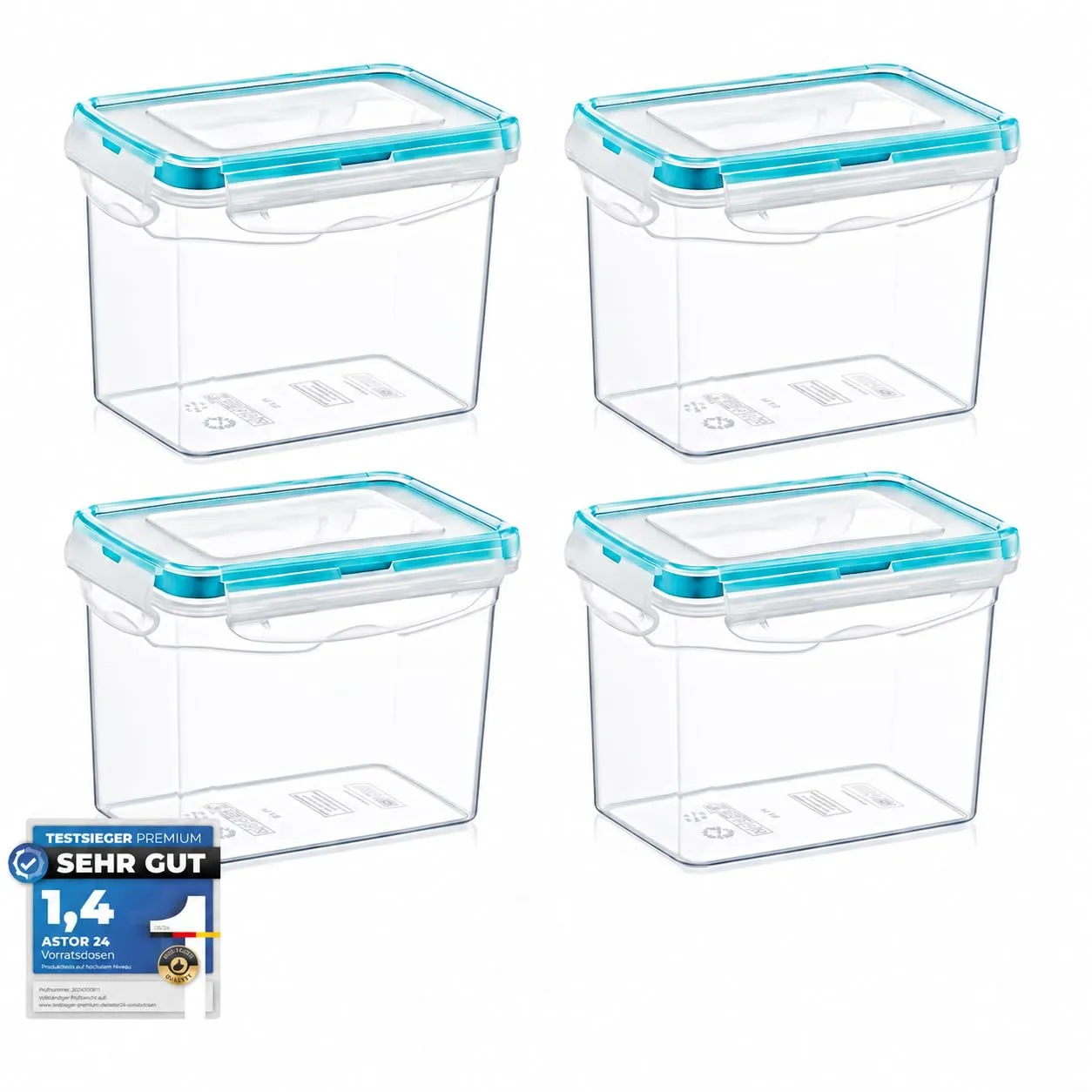 astor24 Premium Frischhaltedosen 1,2 L 4er Set luftdicht