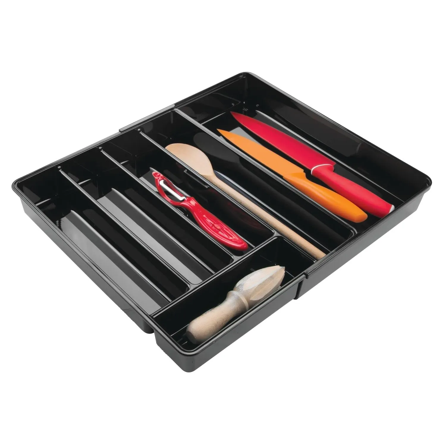 mDesign Besteckkasten Schublade 6 Fächer schwarz 36,5cm rutschfest