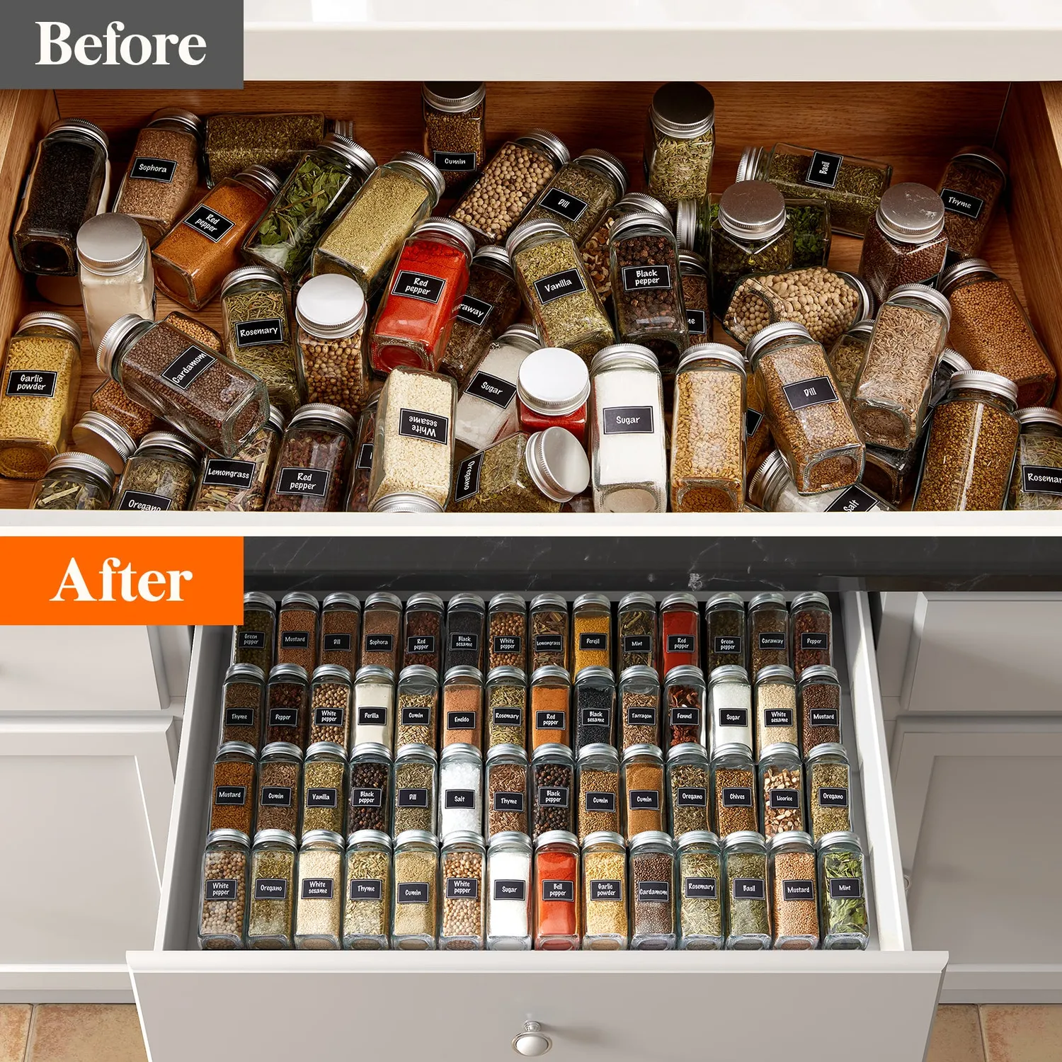 Lifewit Spice Rack Gewürzregal Schublade 4 Ebenen verstellbar