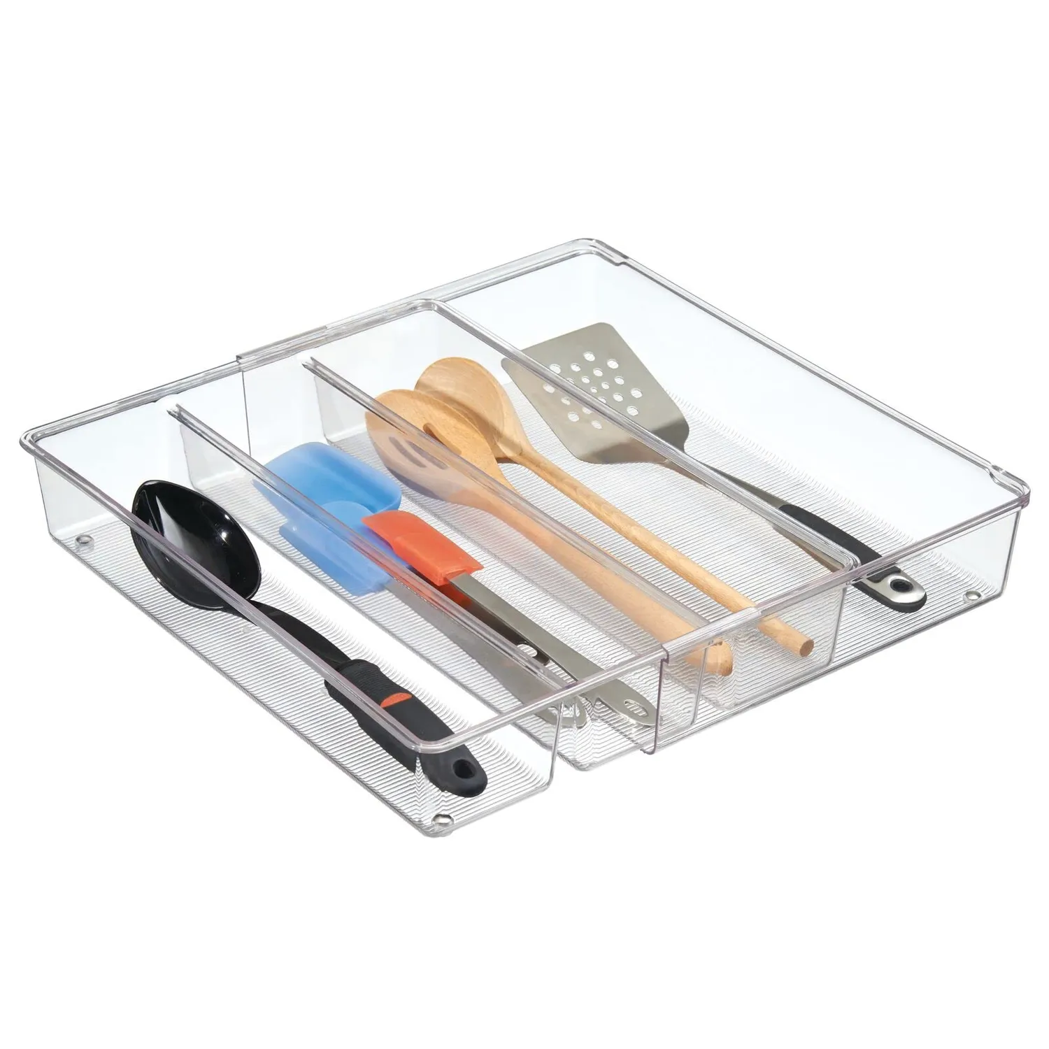 M Design Besteckeinsatz verstellbar Schubladenbox 4er-Set durchsichtig