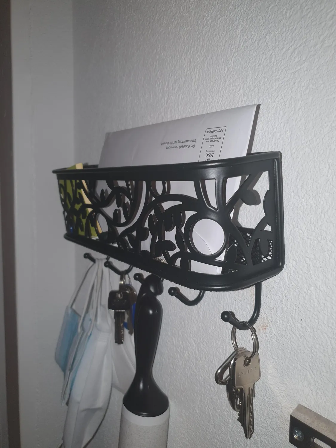 mDesign Briefablage Schlüsselbrett Korb Kupfer 5 Haken