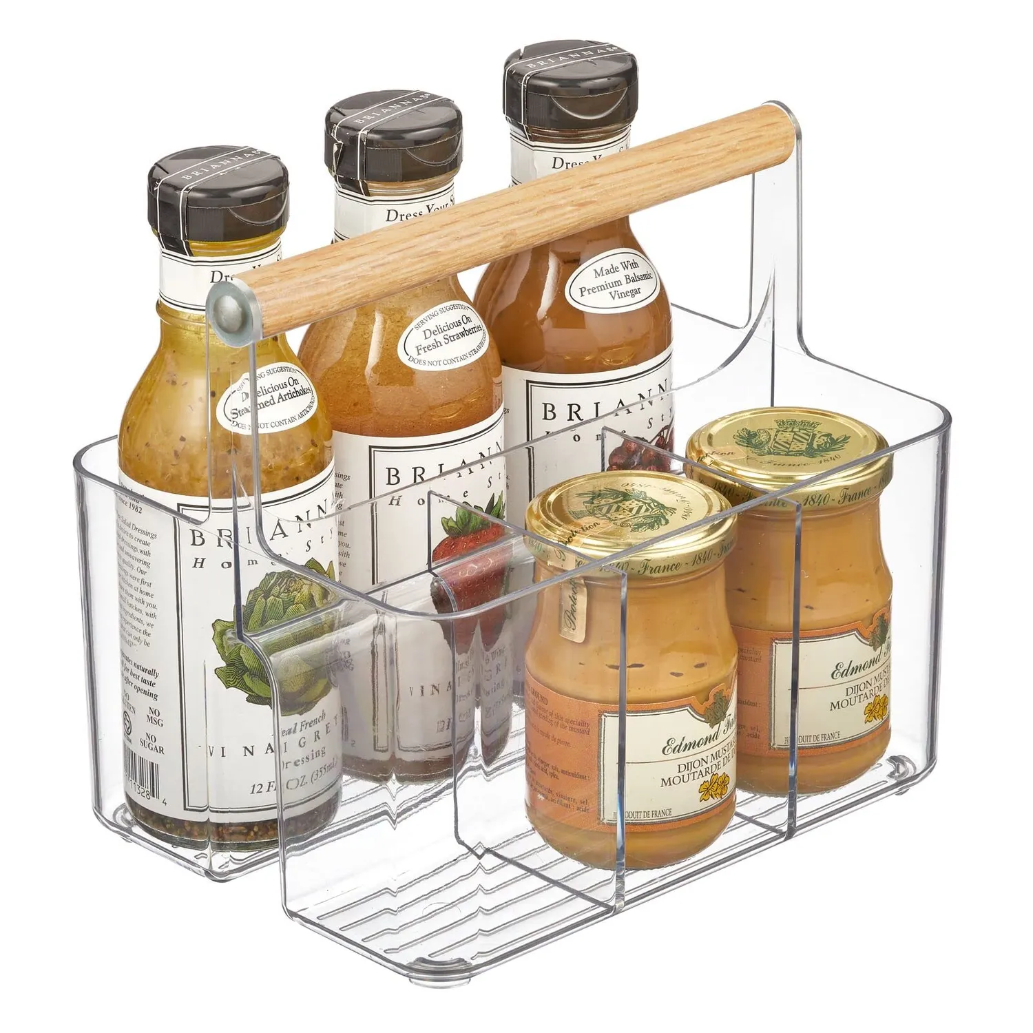 mDesign Küchenkorb Caddy 2 Fächer Griff transparent
