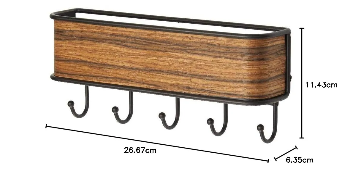 mDesign Schlüsselbrett Holz Metall bronze Palisander 5 Haken