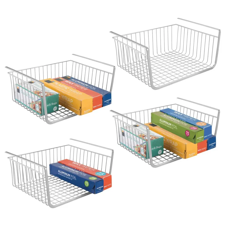 mDesign 4er-Set Hängekorb Aufbewahrungskorb silber rostfrei