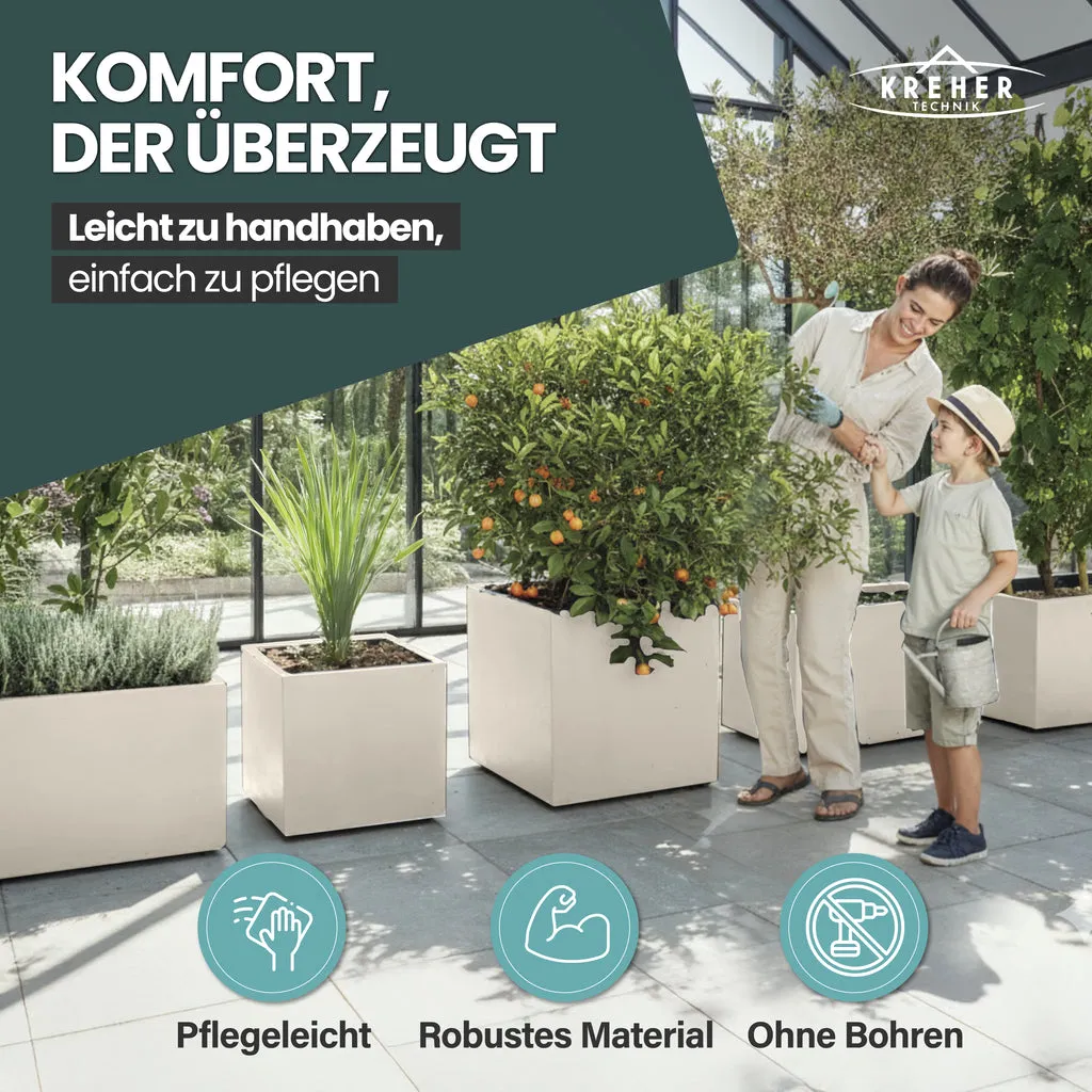 Kreher Millennium 73L Pflanzkübel Creme Weiß rechteckig