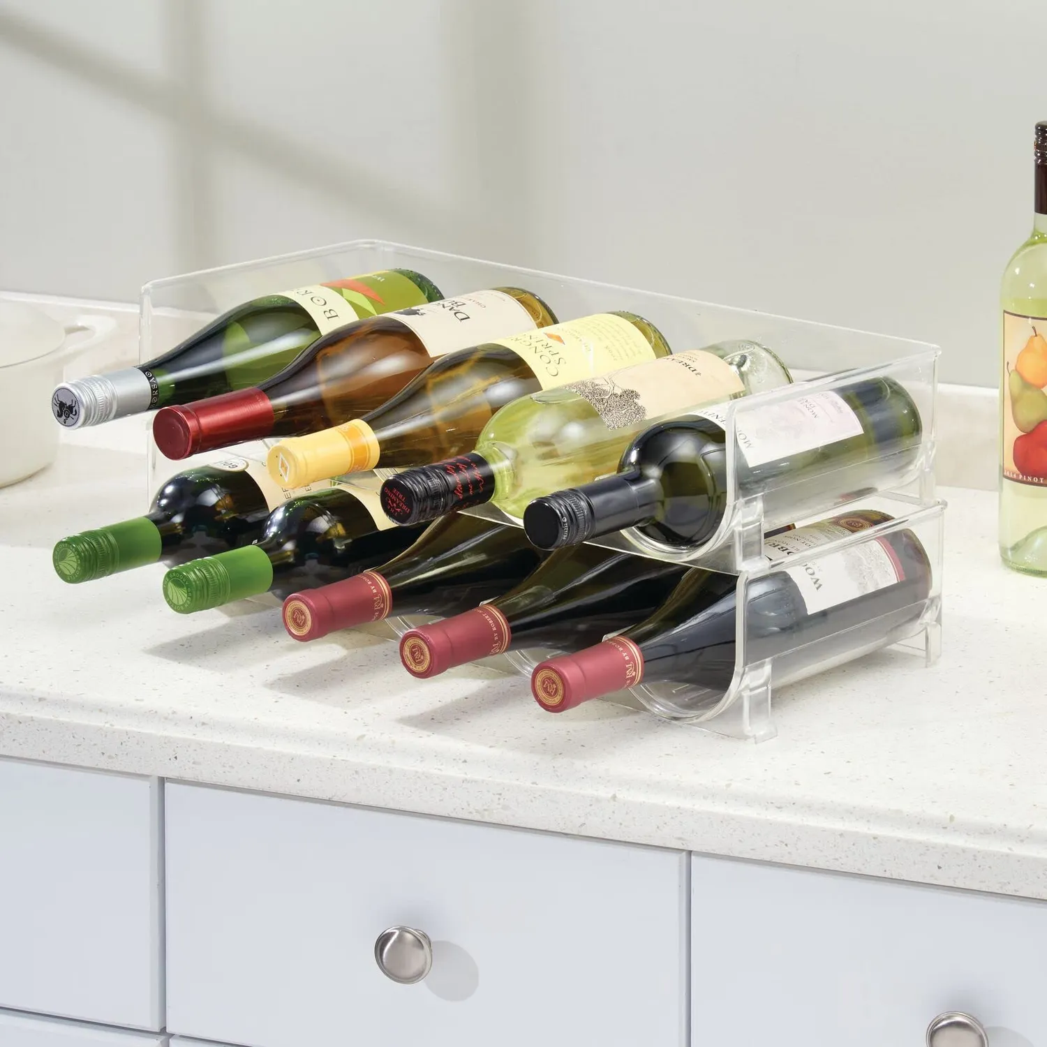 mDesign Flaschenhalter Kühlschrank Weinständer 5 Flaschen transparent