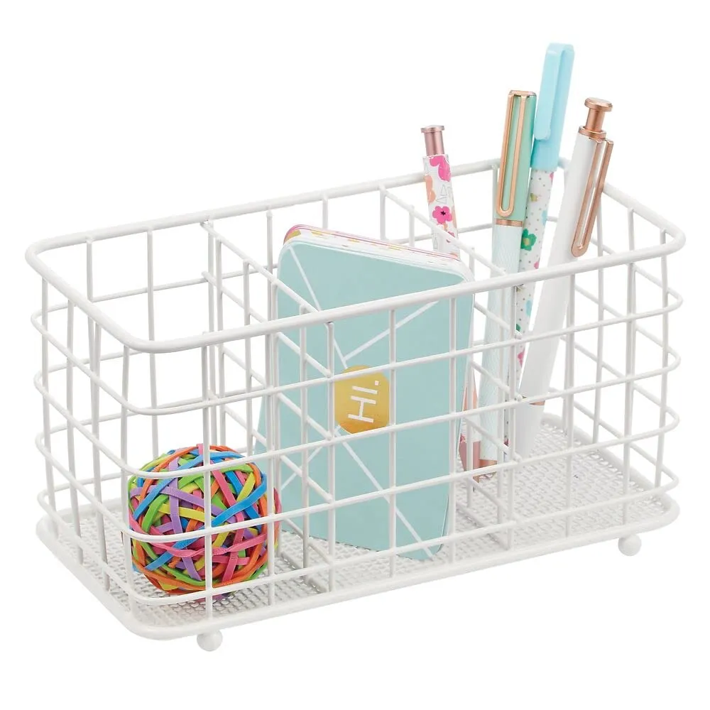mDesign 07959MDKEU Besteckhalter Metall weiß 3 Fächer