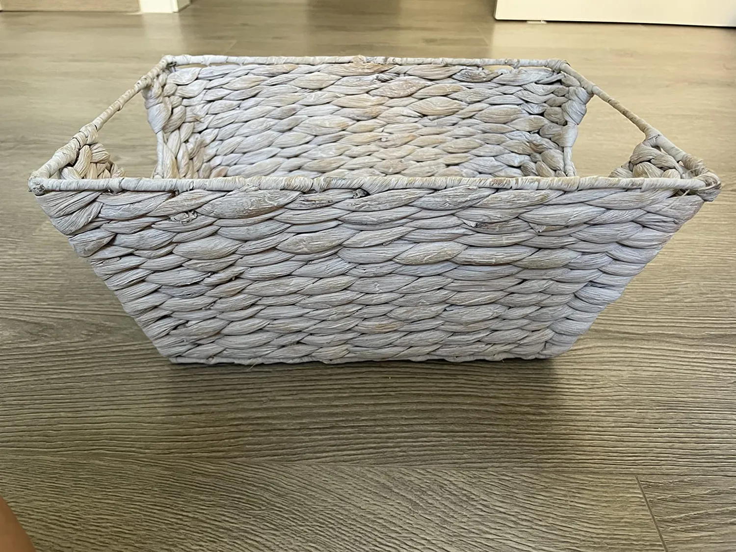 mDesign Flechtkorb Wasserhyazinthe weiß 2er-Set mit Griffen