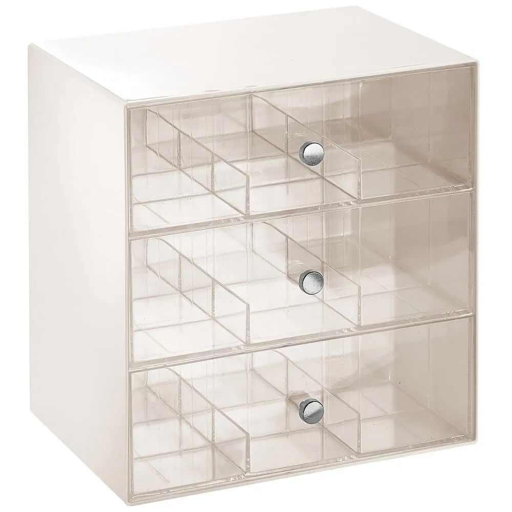mDesign Teebox 27 Fächer 3 Schubladen Teebeutelbox Creme