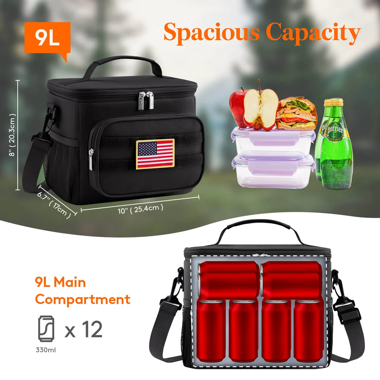 Lifewit Kühltasche Lunchtasche Groß Schwarz isoliert