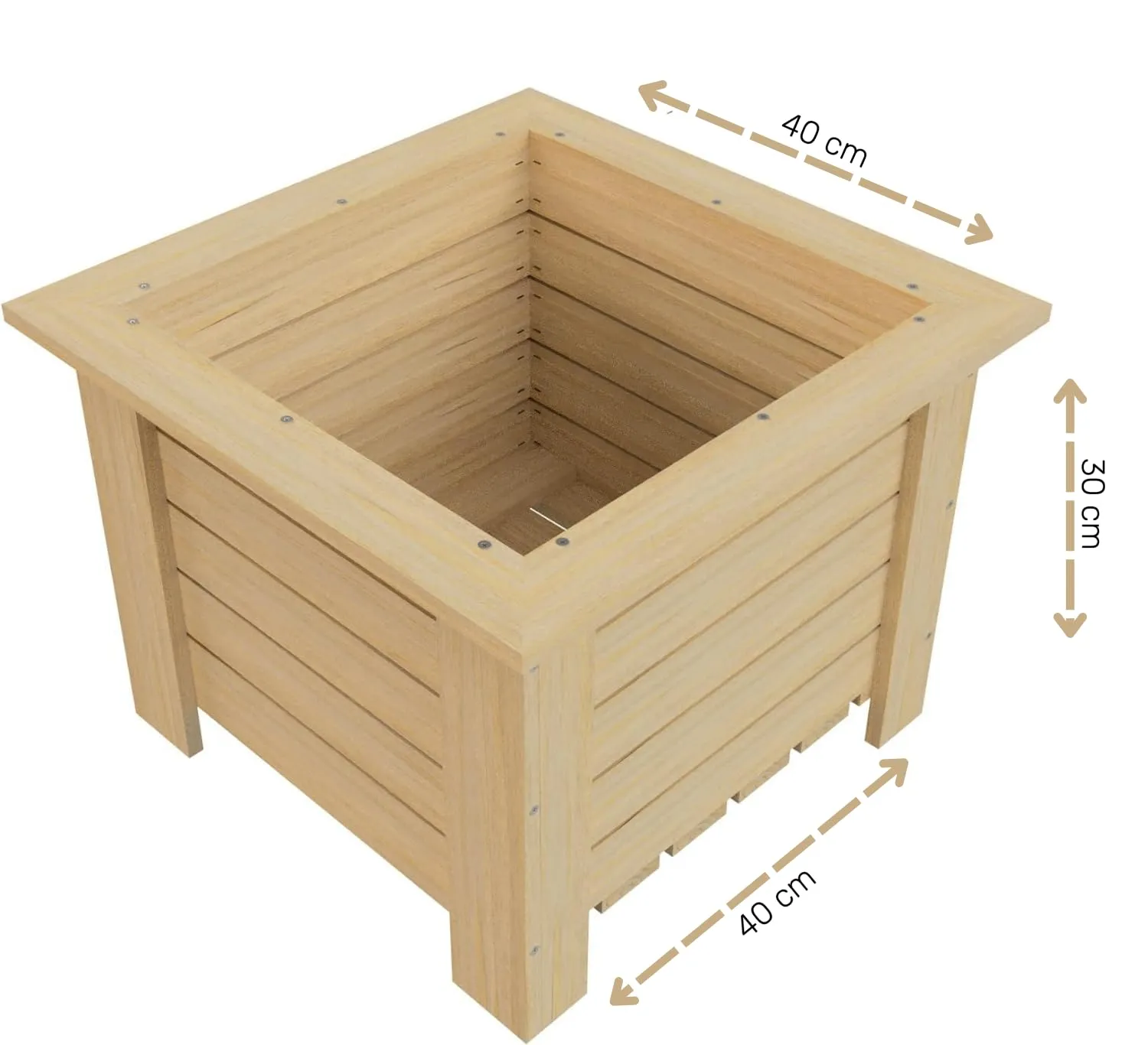 GoodFreshDecor Pflanzkasten Holz 40x40x30 cm natur