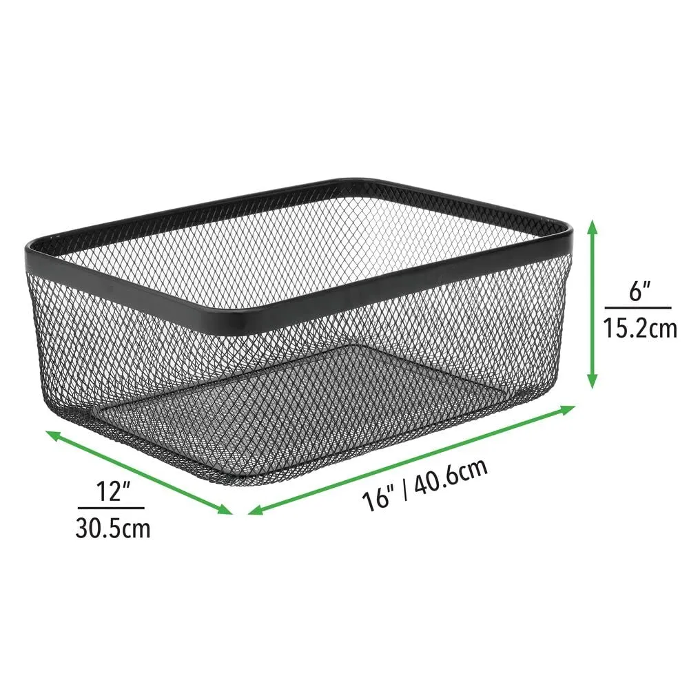mDesign Drahtkorb 4er-Set Schwarz Metall 40,6 cm Aufbewahrung