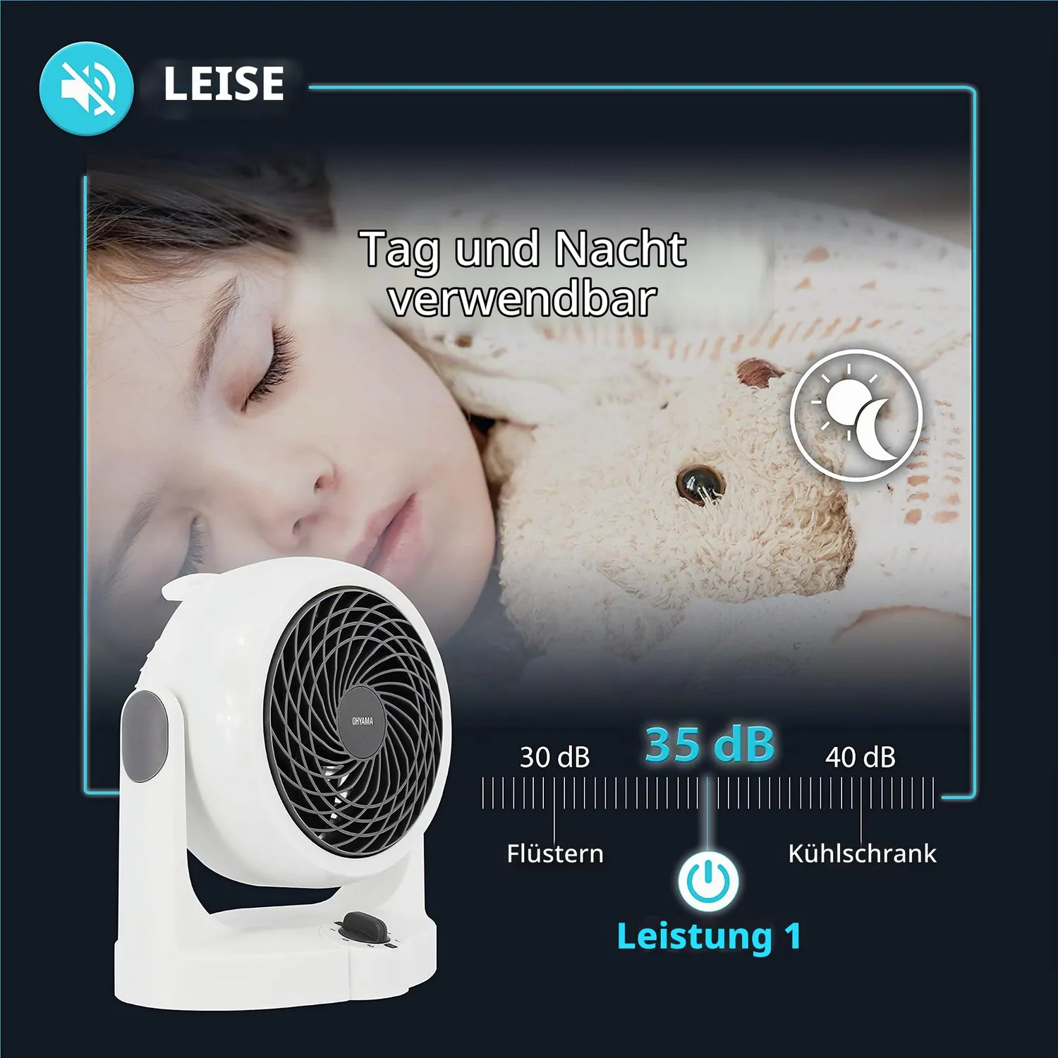 Iris Ohyama Woozoo PCF-HD15N Tischventilator Weiß leise