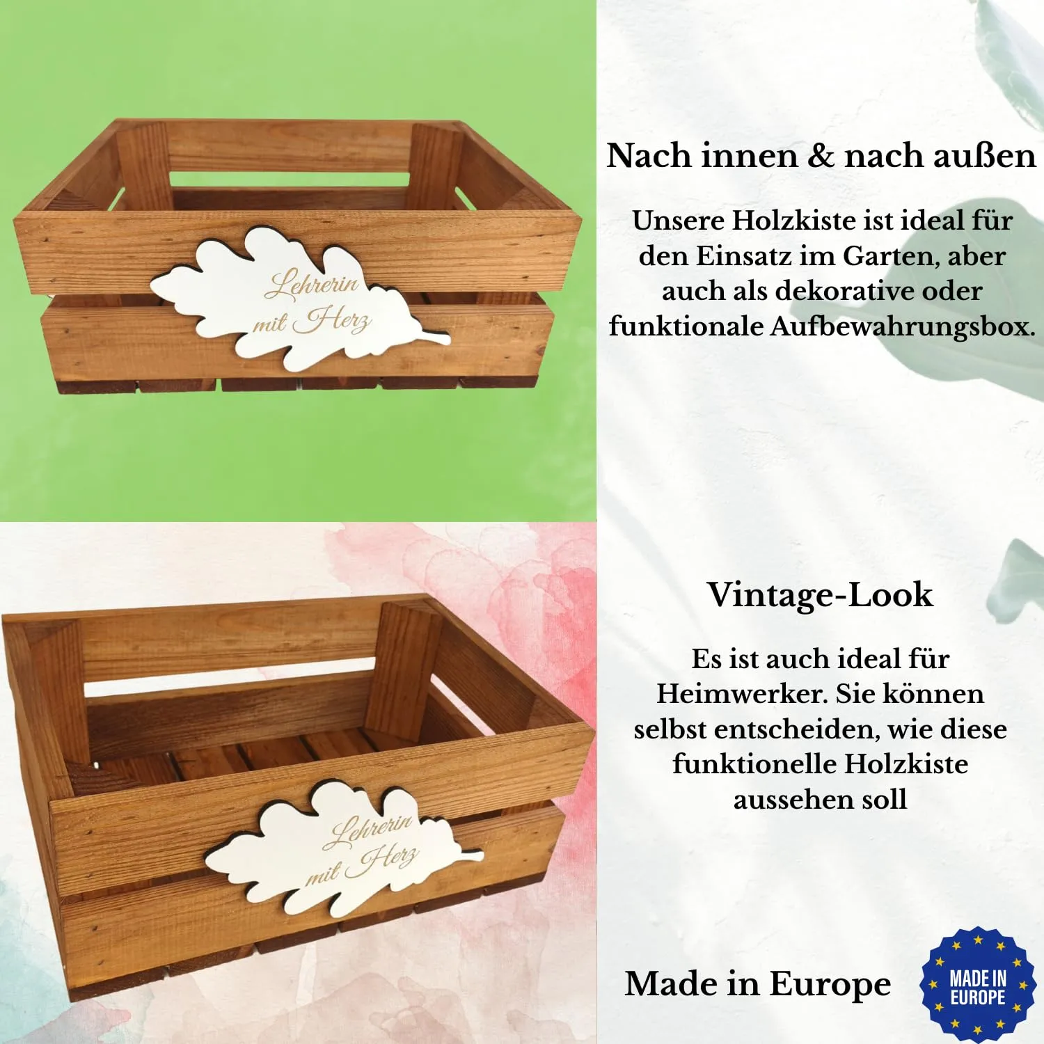 GoodFreshDecor Holzbox mit Deckel 30x20x12 cm Wunschtext braun