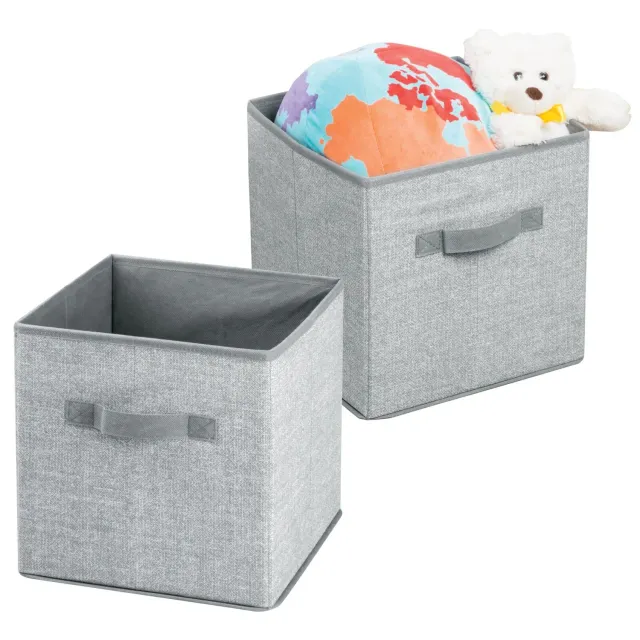 mDesign Aufbewahrungsbox Spielzeugkiste 2er-Set grau Stoff Griffe