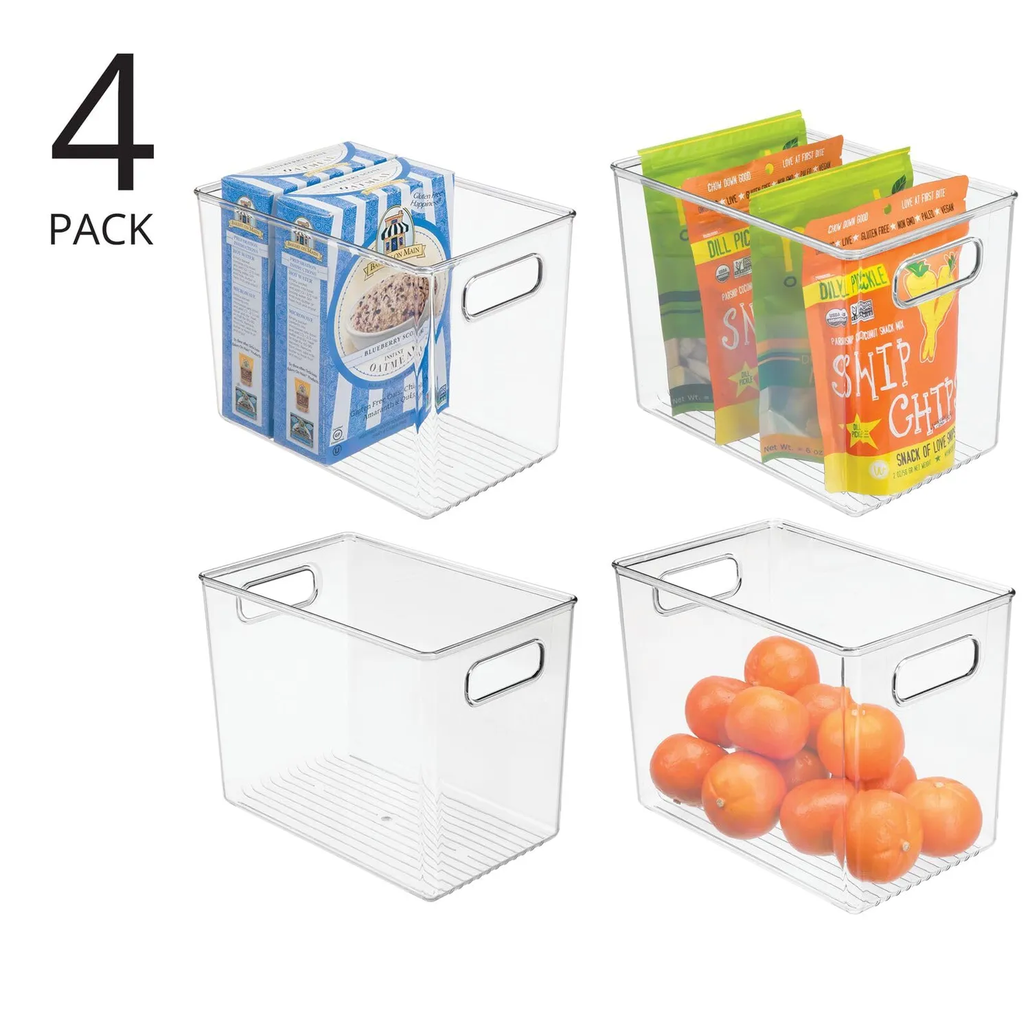 mDesign Aufbewahrungsbox Griff 4er-Set transparent hoch