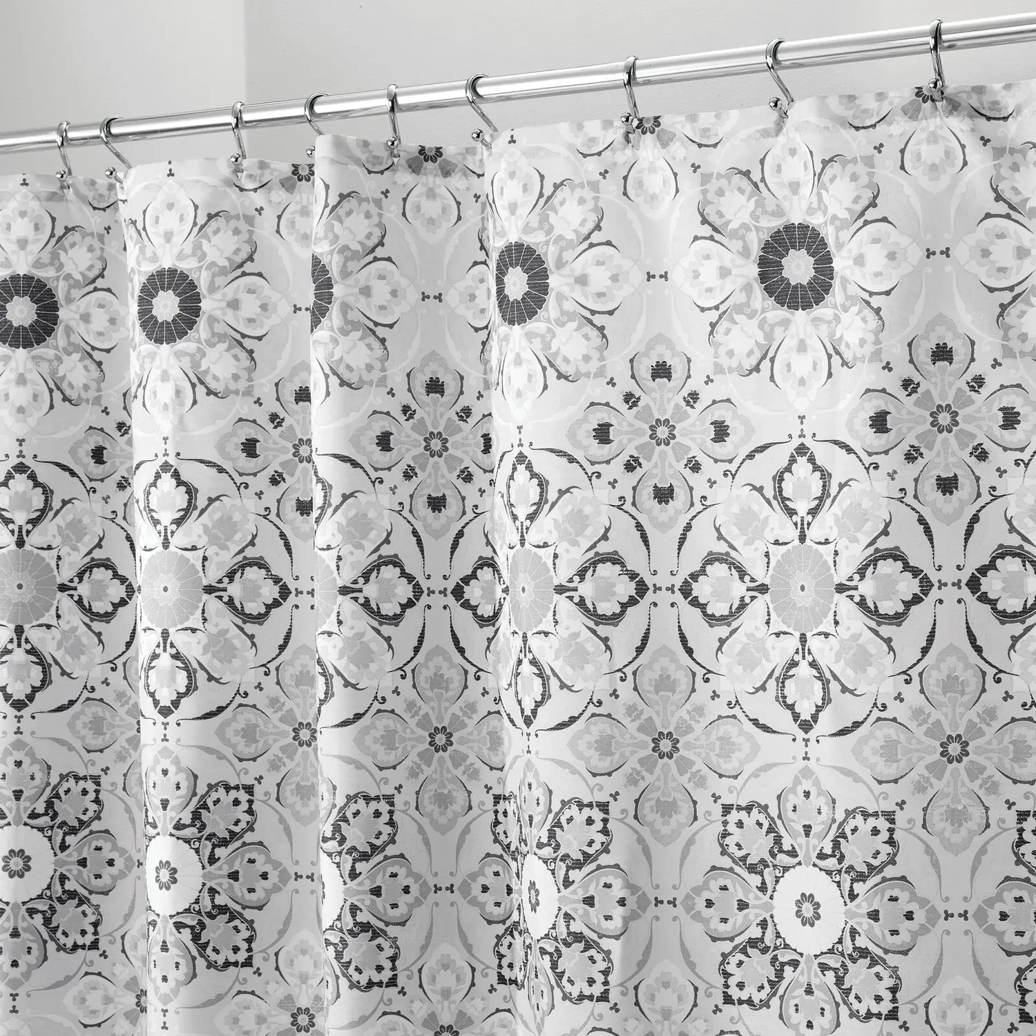 mDesign Medaillon Duschvorhang 183x183 cm schwarz-grau