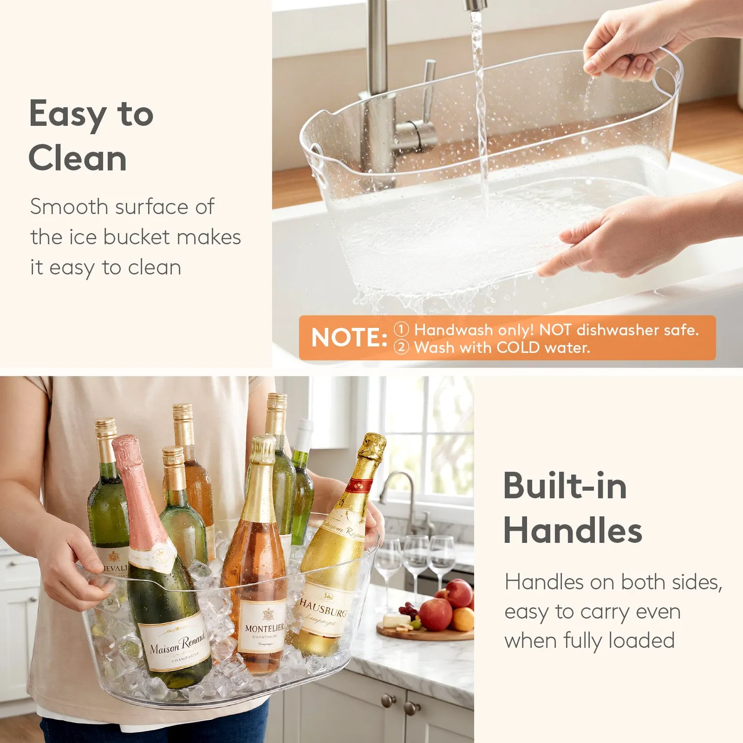 Lifewit Eiseimer 11,5L transparent bruchsicher mit Griffen