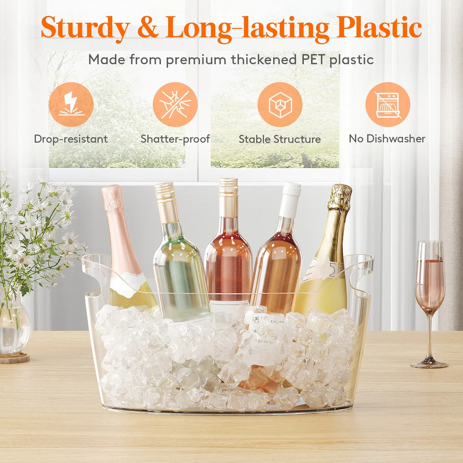 Lifewit Eiskübel 6,5L transparent mit Griffen Party