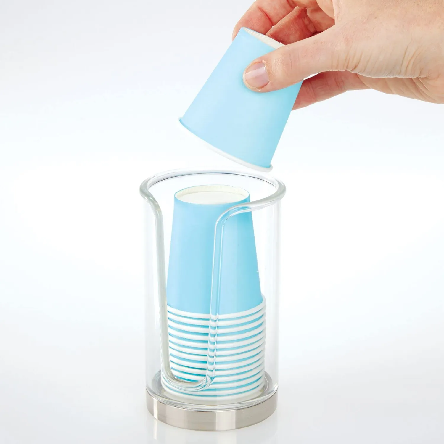 mDesign Becherspender Pappbecher transparent-silber 14 Becher