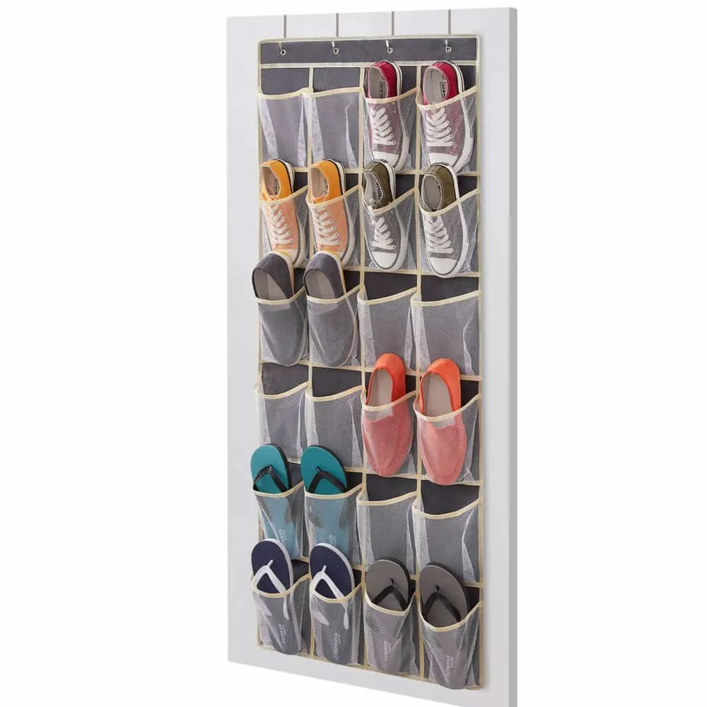 Lifewit Schuh Organizer Tür 24 Fächer Grau platzsparend