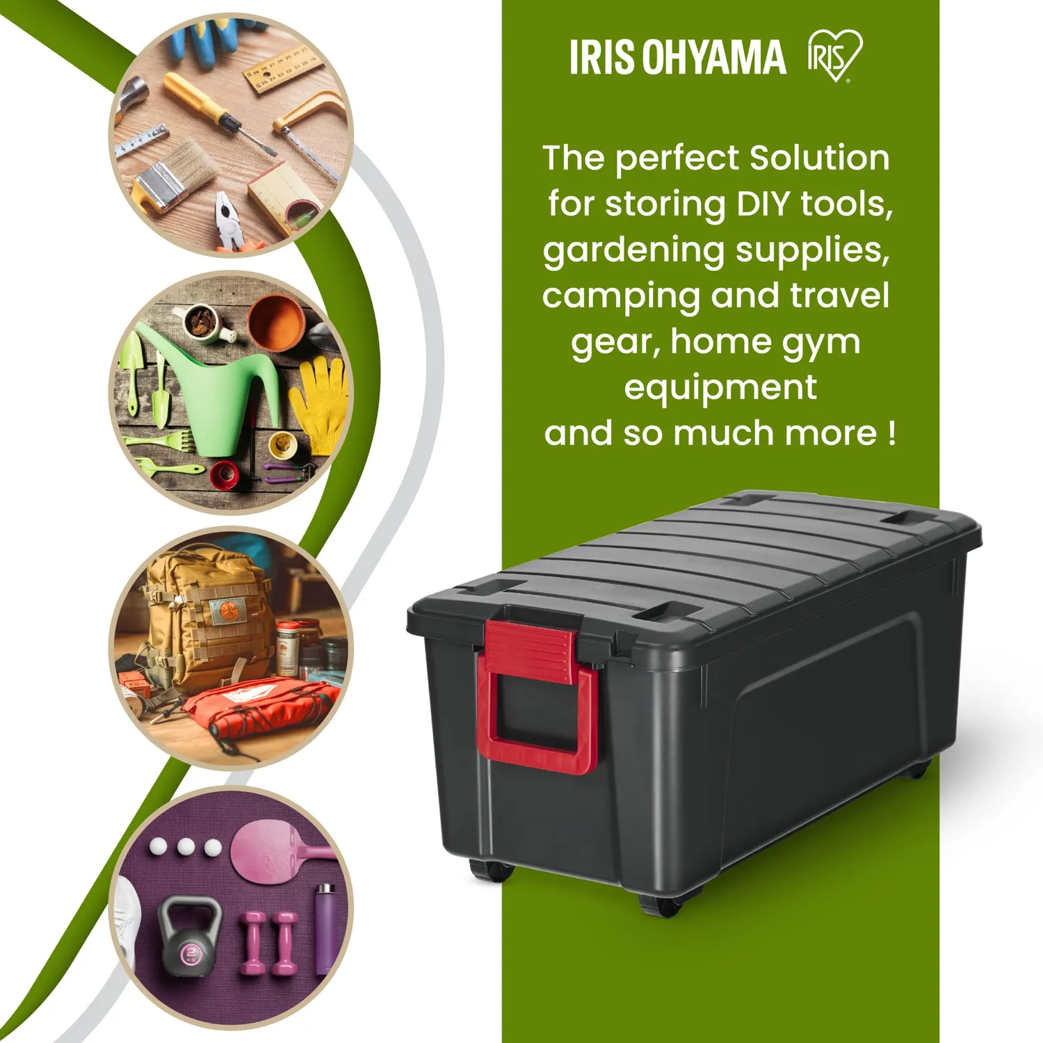 Iris Ohyama SIA-75 Aufbewahrungsbox 75L 3er Set schwarz robust