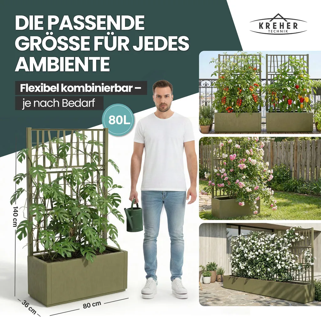 Kreher Ethica Spalier Pflanzkasten olivgrün 2er Set 80 L