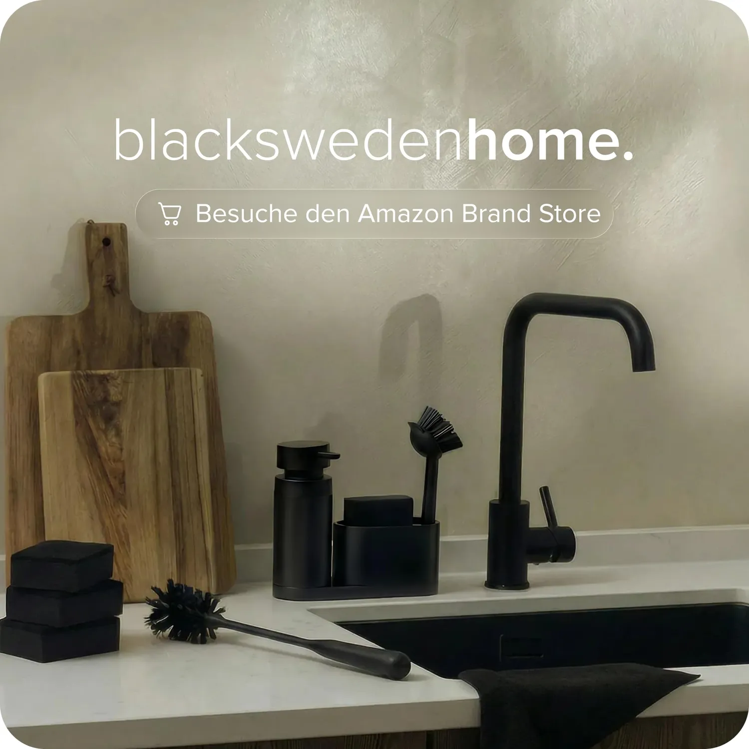 blackswedenhome Spülbürste Geschirrbürste schwarz 2 Stück hart