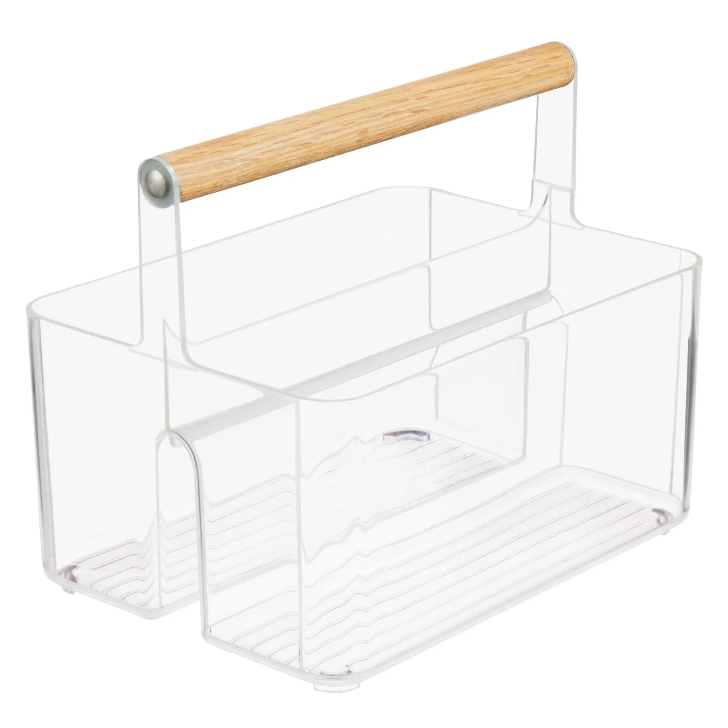 mDesign Küchenkorb Caddy 2 Fächer Griff transparent