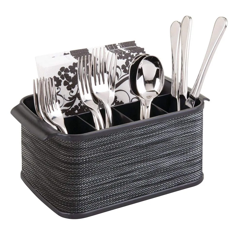 mDesign Besteckhalter 2er-Set Schwarz Besteckkorb mit Griff