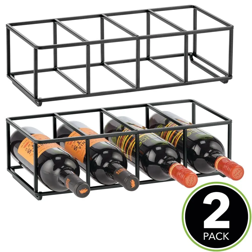 mDesign Weinregal Flaschenregal 2er-Set mattschwarz 8 Flaschen Edelstahl