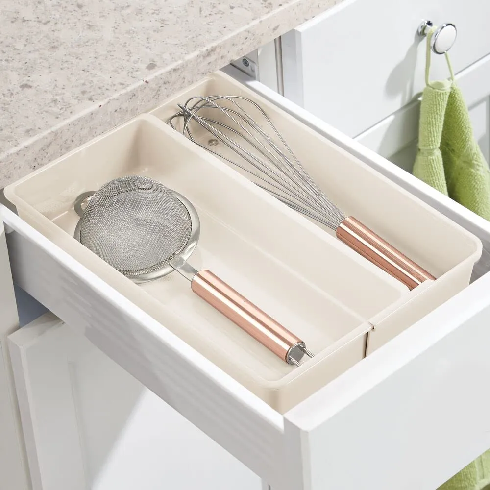 mDesign Schubladen Organizer 2er-Set creme verstellbar