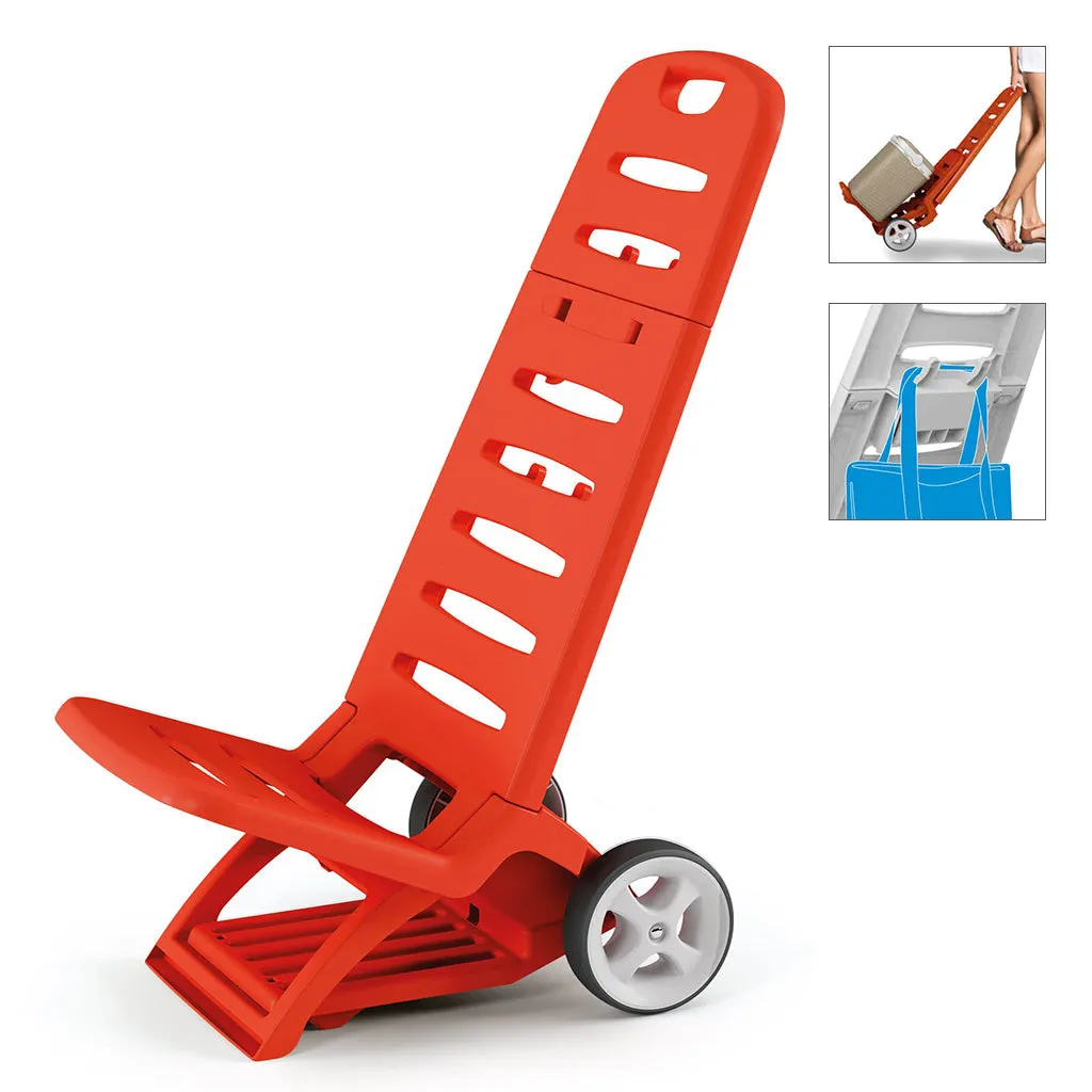 Kreher Strandstuhl klappbar mit Rädern rot Kunststoff Trolley