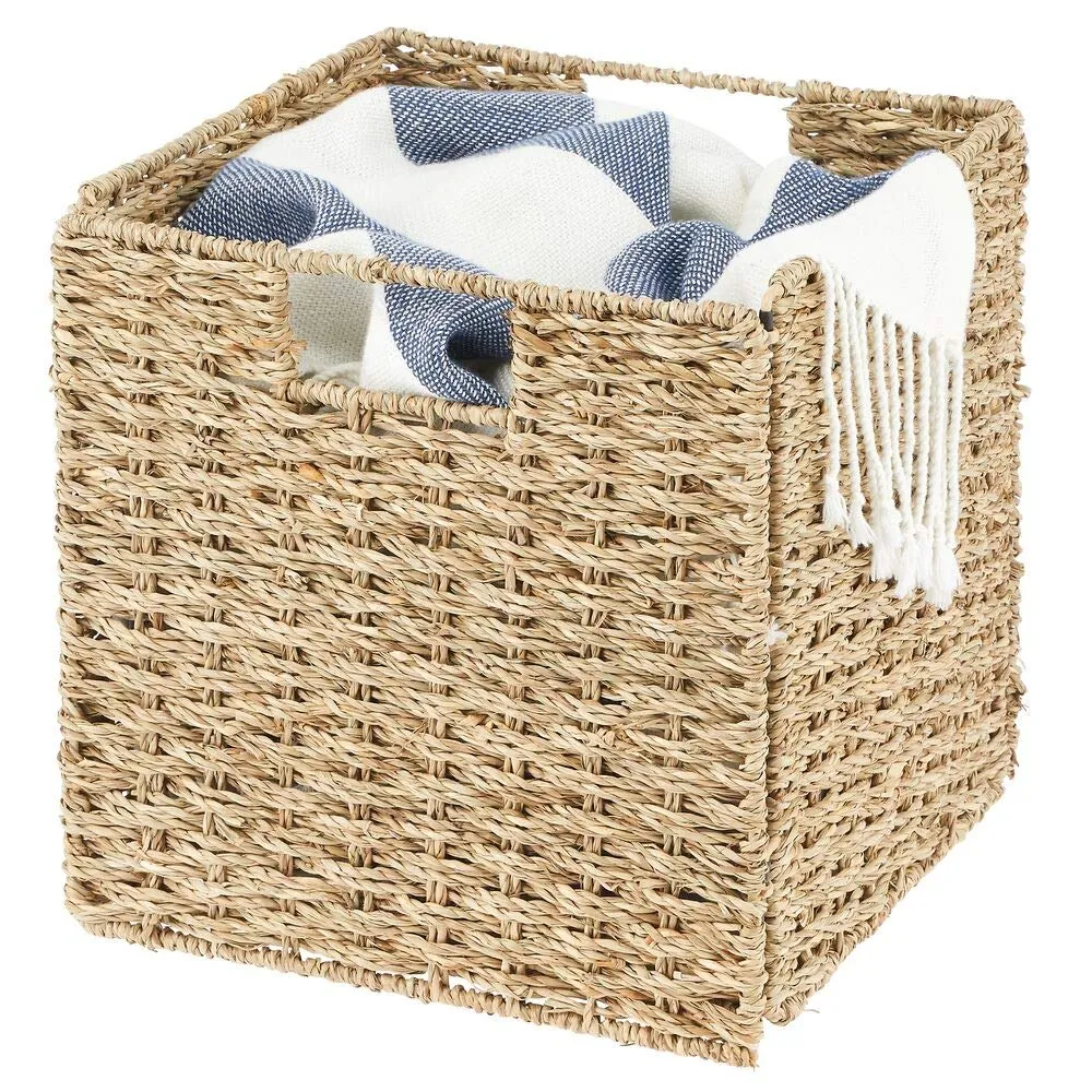 mDesign Aufbewahrungskorb Seegras 4er-Set bambusfarben