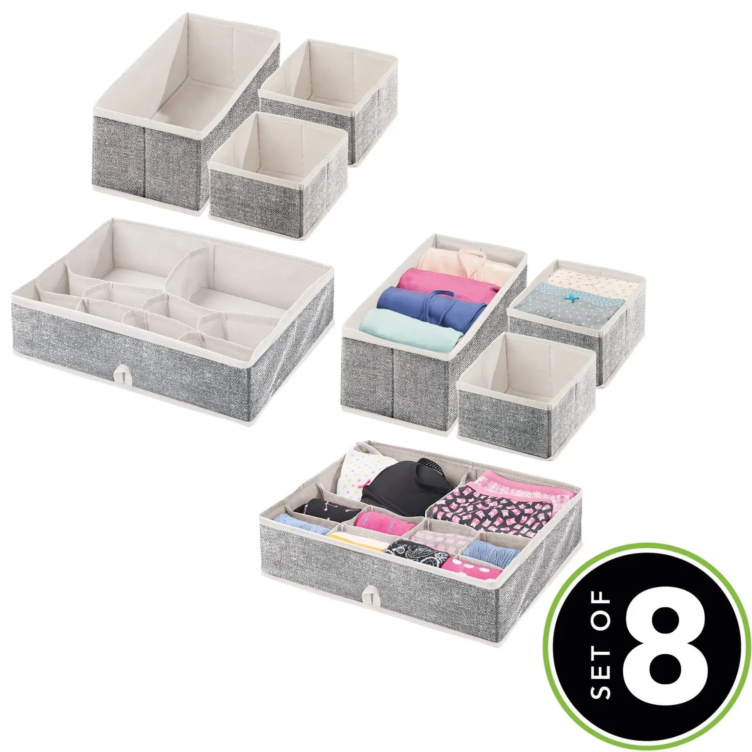 mDesign Schrank Organizer 8er Set creme Stoffboxen