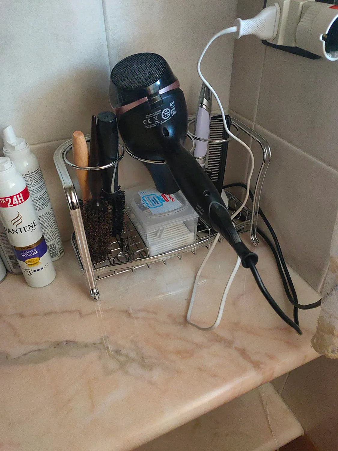 mDesign Fönhalter freistehend silber Badorganizer Stylingstation