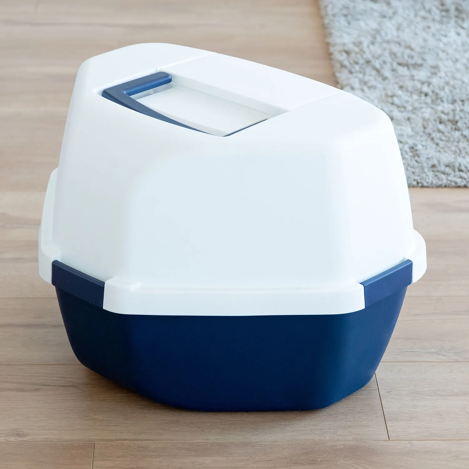 Iris Ohyama Jumbo Corner Katzentoilette Navy Eckform