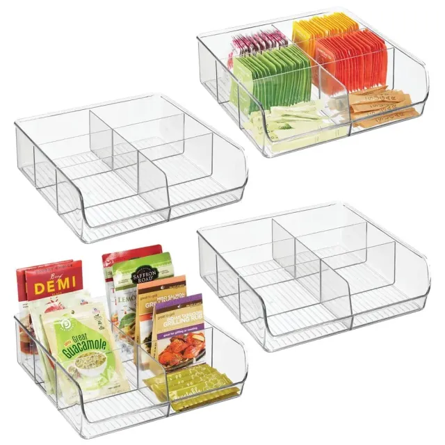 mDesign Aufbewahrungsbox 6 Fächer Transparent 4er-Set