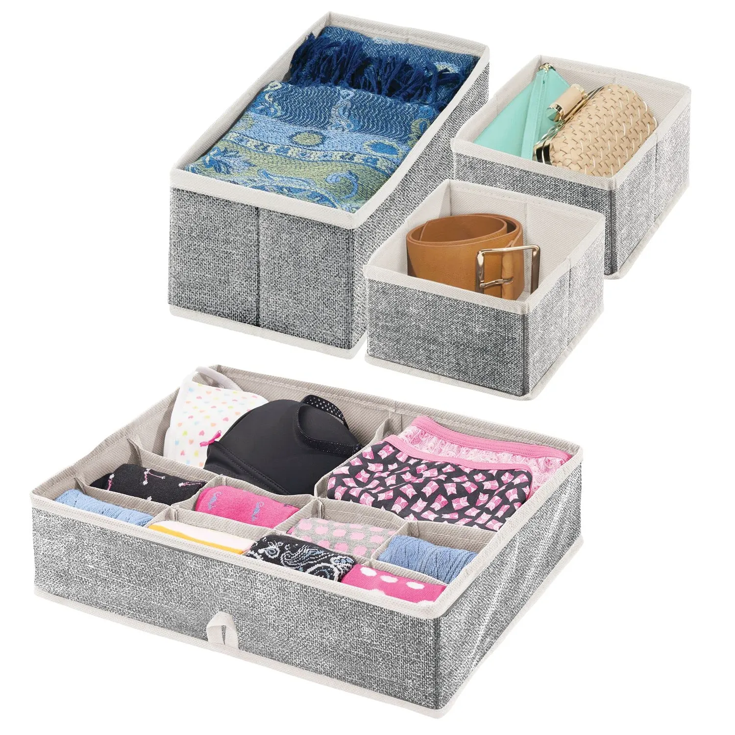 mDesign Schrank Organizer 8er Set creme Stoffboxen